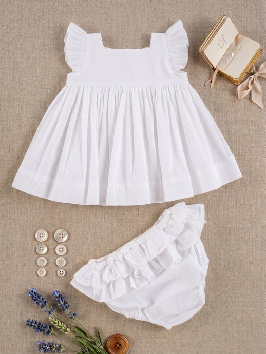 graduation dresses white White Tiered Eyelet Midi Graduation Dress with Buttons White / XSmall