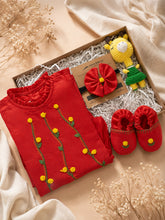 Load image into Gallery viewer, The Aarambh Luxury Newborn Gift Set |  Chanderi Silk | Red
