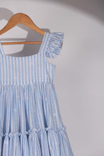Load image into Gallery viewer, Sun Kissed Layered Dress - Mul Cotton - Blue Stripe
