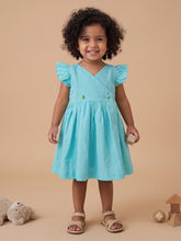Load image into Gallery viewer, Wrap Dress | Cotton | Blue
