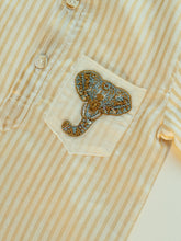Load image into Gallery viewer, Royal Elephant | Boys Chanderi Silk Kurta and Pyjama | Golden Stripe
