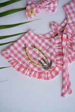 Load image into Gallery viewer, A Detachable Collar and Hair Bow set - pink Check, hair accessories kept on a right side
