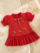 Load image into Gallery viewer, Embroidery Dress for Girls | Chanderi Silk - Red
