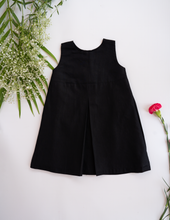 Load image into Gallery viewer, Backside picture of Little Black Dress for Girls | Detachable Collar | Cotton, baby girl dresses

