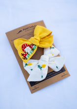 Load image into Gallery viewer, Cotton Linen Hair Bow Clip for Girls | Mushroom | Yellow
