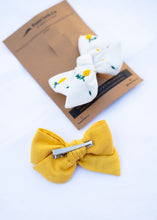 Load image into Gallery viewer, Cotton Linen Hair Bow Clip for Girls | Mushroom | Yellow
