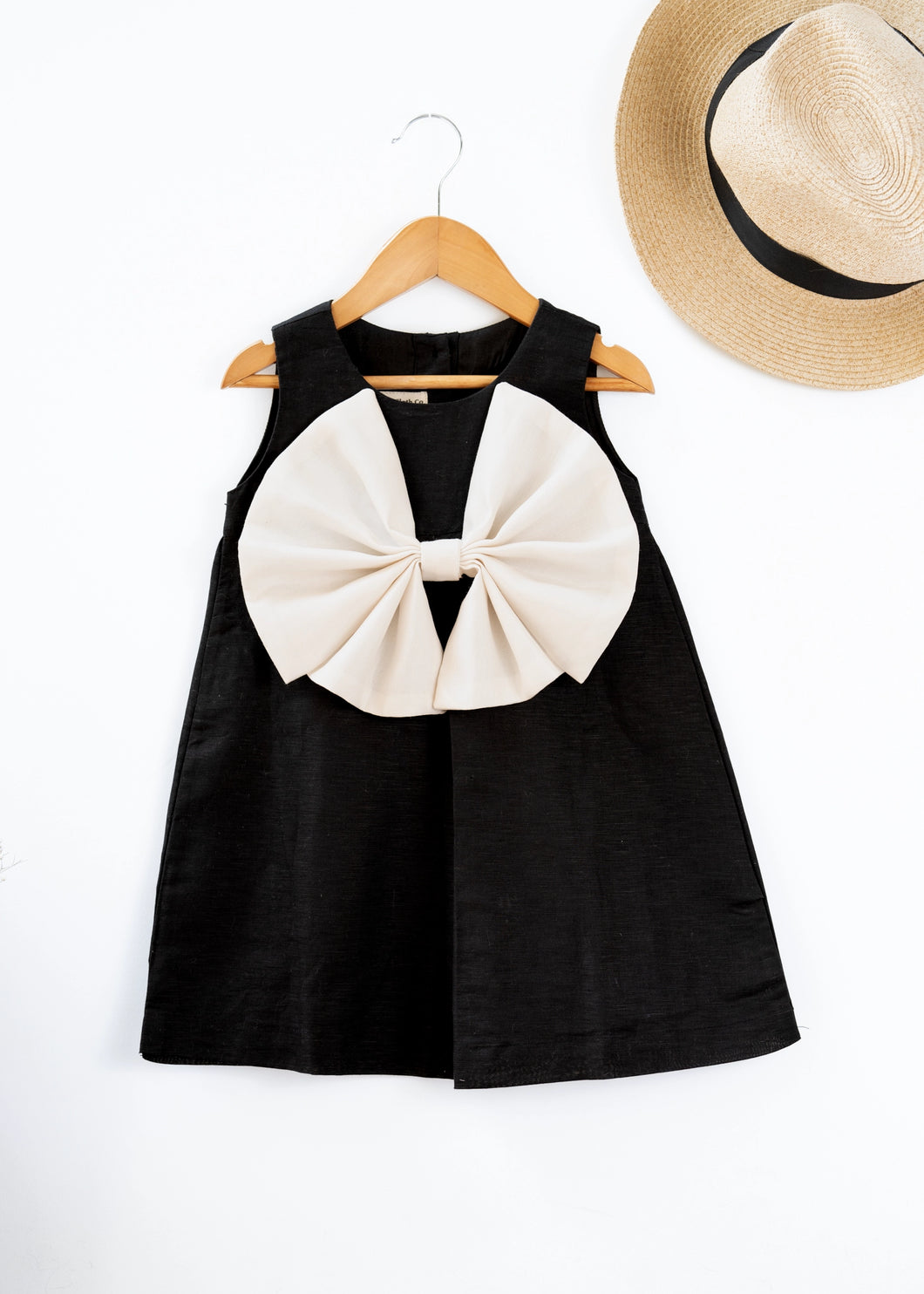 Little Black Big Bow Dress For Girls | Cotton