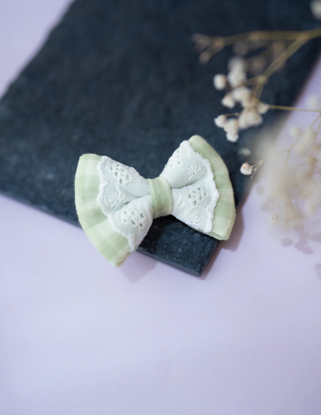 Green Check Mini Bow for Infants |Hair Clip | Headband