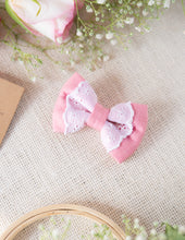 Load image into Gallery viewer, Pink Lace Mini Bow for Infants | Hair Clip | Headband
