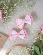 Load image into Gallery viewer, Pink Lace Mini Bow for Infants | Hair Clip | Headband
