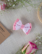 Load image into Gallery viewer, Pink Lace Mini Bow for Infants | Hair Clip | Headband
