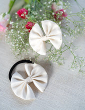 Load image into Gallery viewer, Chanderi Silk Hair Bows for Girls | Off-White
