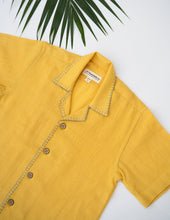 Load image into Gallery viewer, Handwoven Cotton Shirt for Kids | Spread Collar | Yellow
