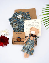 Load image into Gallery viewer, Eco-friendly Kids Rakhi Gift Hamper | Lion Rakhi and Bear Buddy
