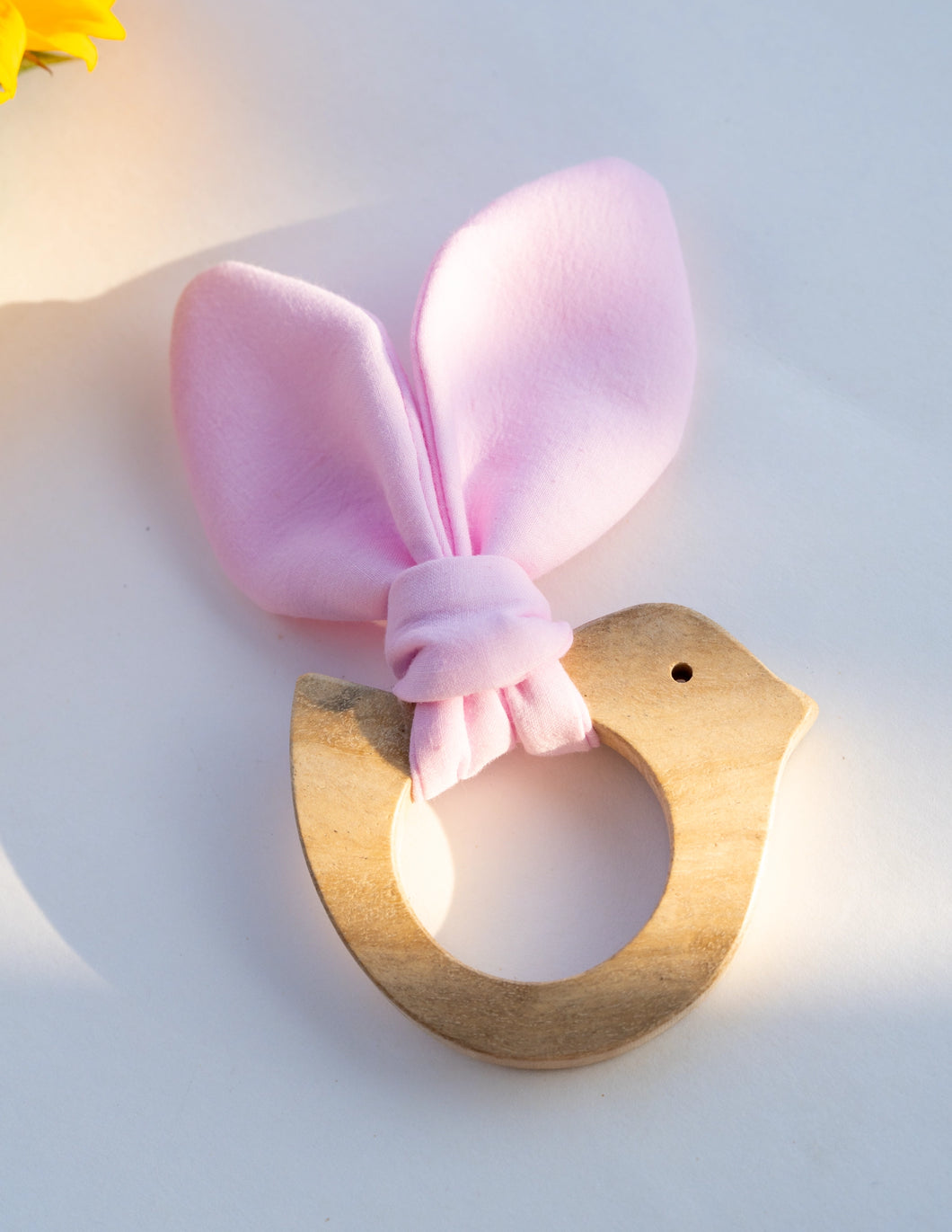 Bunny Ear Wooden Rattle Teether| Pink