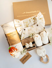 Load image into Gallery viewer, Organic Gift Hamper for Newborns | Eco-printed Gift Set | Whispering Leaves
