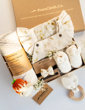 Load image into Gallery viewer, Organic Gift Hamper for Newborns | Eco-printed Gift Set | Whispering Leaves
