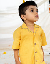 Load image into Gallery viewer, Handwoven Cotton Shirt for Kids | Spread Collar | Yellow
