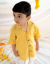 Load image into Gallery viewer, Handwoven Cotton Shirt for Kids | Spread Collar | Yellow
