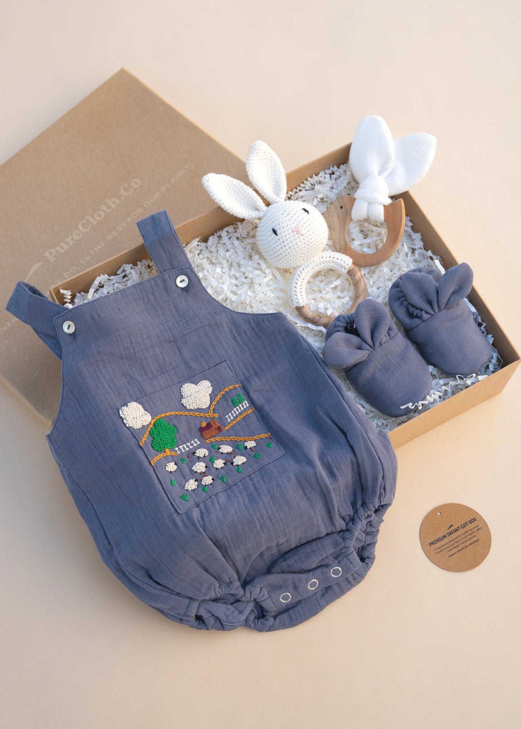 Organic Cotton Muslin Baby Boy Gift Hamper | The Cozy Sheep