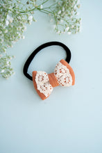 Load image into Gallery viewer, Newborn Mini Lace Bow Hair Clips | Headband | Rust Orange
