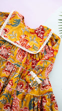 Load image into Gallery viewer, Golden Blossom Tiered Cotton Dress for Girls
