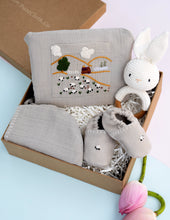 Load image into Gallery viewer, Organic Cotton Muslin Baby Boy Gift Hamper | The Cozy Sheep
