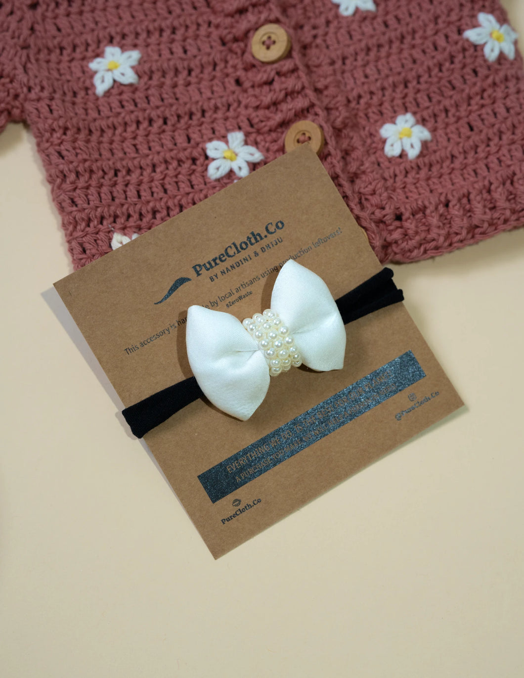 Newborn Mini Bows | Hair Clip | With Pearls