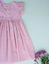 Load image into Gallery viewer, Rosette Flutter Wrap Magic | Pink Cotton Dress for Girls
