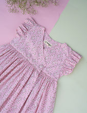 Load image into Gallery viewer, Rosette Flutter Wrap Magic | Pink Cotton Dress for Girls
