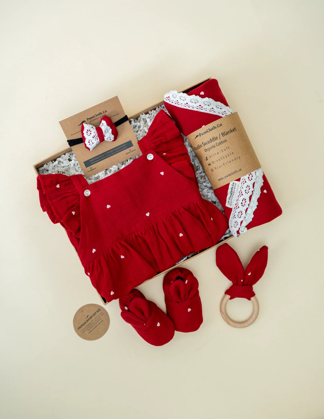 Christmas Edition Red Heart Newborn Gift Hamper | Baby Girl