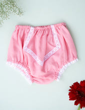 Load image into Gallery viewer, Organic Cotton Mul Baby Bloomers | Lace Diaper Cover| Pink
