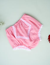 Load image into Gallery viewer, Organic Cotton Mul Baby Bloomers | Lace Diaper Cover| Pink
