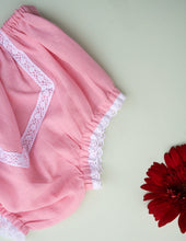 Load image into Gallery viewer, Organic Cotton Mul Baby Bloomers | Lace Diaper Cover| Pink
