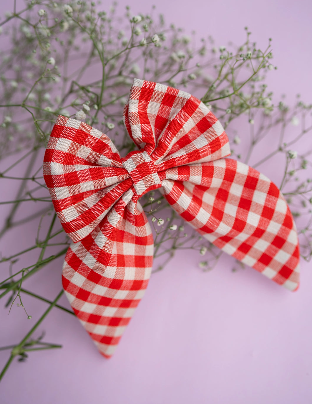 Ruby Gingham Charm Bow | Big Bow Hair Clip | Red