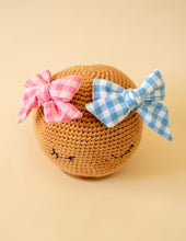 Load image into Gallery viewer, Knotted Ribbon Bow Combo Set | Pink &amp; Blue Check
