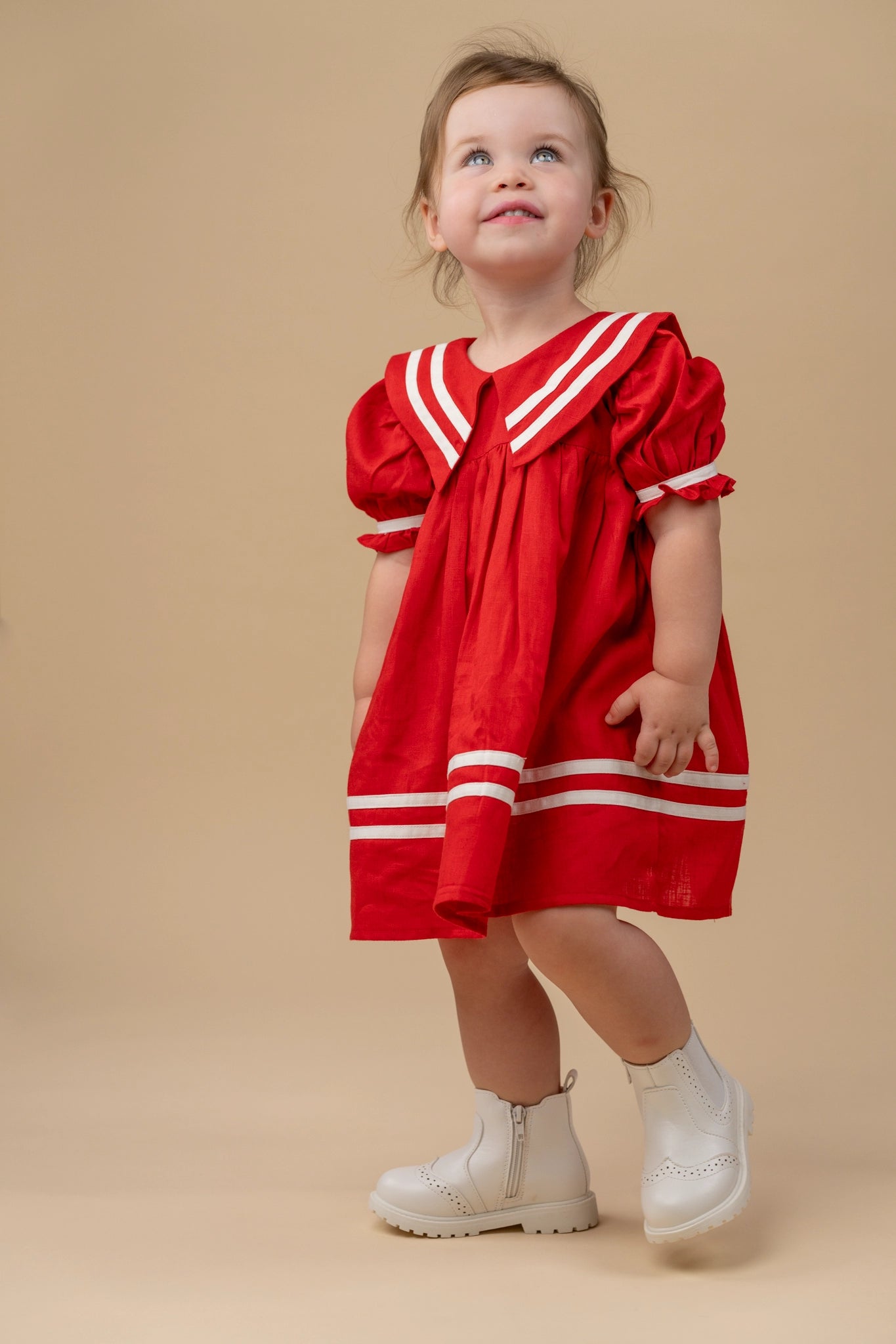 Sailor Dress for Girls | Cotton | Red 1