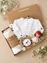 Load image into Gallery viewer, Baby Girl Gift Hamper with Cotton Romper and Swaddle - Polka Dot
