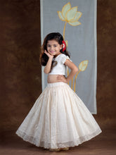 गैलरी व्यूवर में इमेज लोड करें, Royal Elephant Embroidery Skirt and Top Set | Off-White &amp; Gold Stripes
