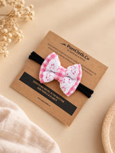 Load image into Gallery viewer, Newborn Mini Bow | Hair Clips | Headband | Pink Check
