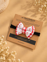 Load image into Gallery viewer, Red Check Lace Mini Bow for Infants | Hair Clip | Headband

