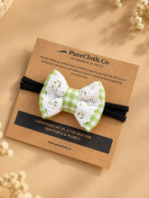 Load image into Gallery viewer, Newborn Mini Bow | Hair Clips | Headband | Lime Green Check
