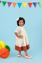 Load image into Gallery viewer, Traditional Silk Border Dress for Girls | Puff Sleeve | Tiny Pattu Pavadai
