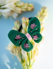 Load image into Gallery viewer, Green Meadow Butterfly Hair Clip for Girls | Handmade
