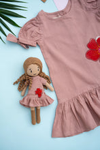 Load image into Gallery viewer, Scarlet Blossoms Cotton Frock | Girls | Handpainted
