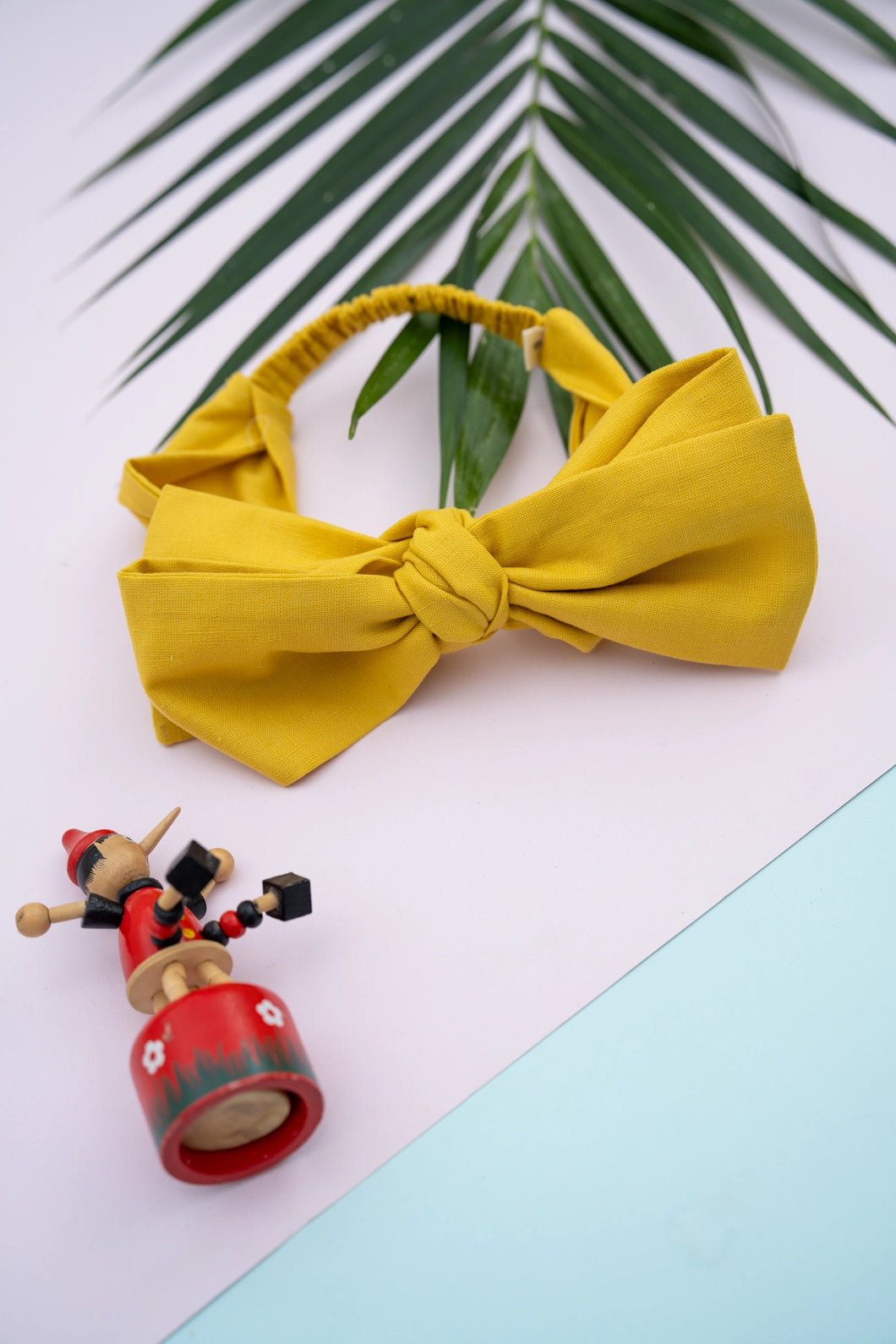 Big Bow-Tie Headband For Babies/Kids | Yellow| Cotton
