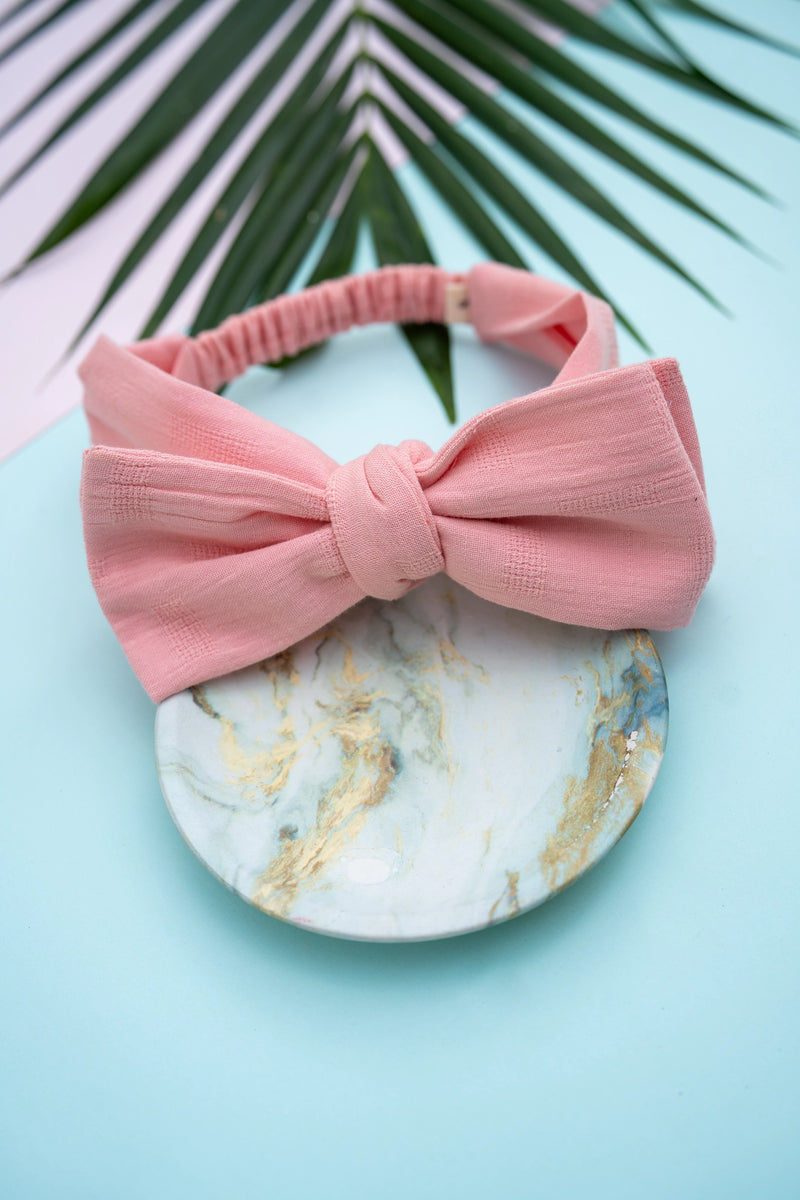 Big Bow-Tie Headband For Babies/Kids | Pink | Cotton – PureCloth.Co