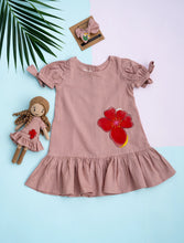 Load image into Gallery viewer, Scarlet Blossoms Cotton Frock | Girls | Handpainted
