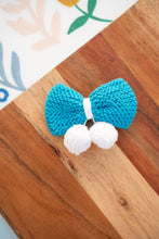 Load image into Gallery viewer, Knitted Bow Hair Clips | Blue
