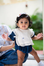 गैलरी व्यूवर में इमेज लोड करें, Baby Girl Romper and Detachable Vest | Cotton | Indigo
